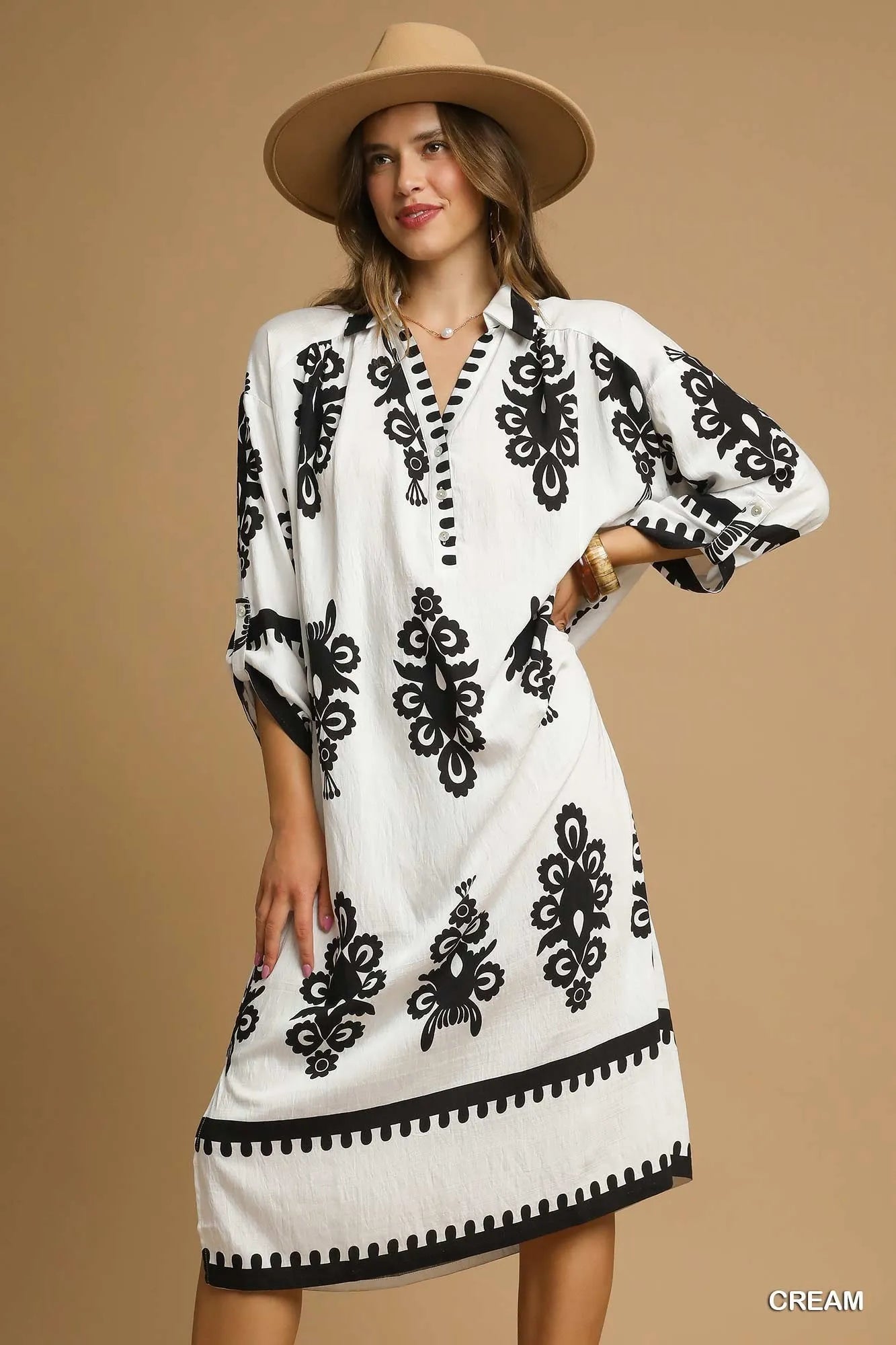Image of Umgee Abstract Print Midi Dress | Queeble.shop