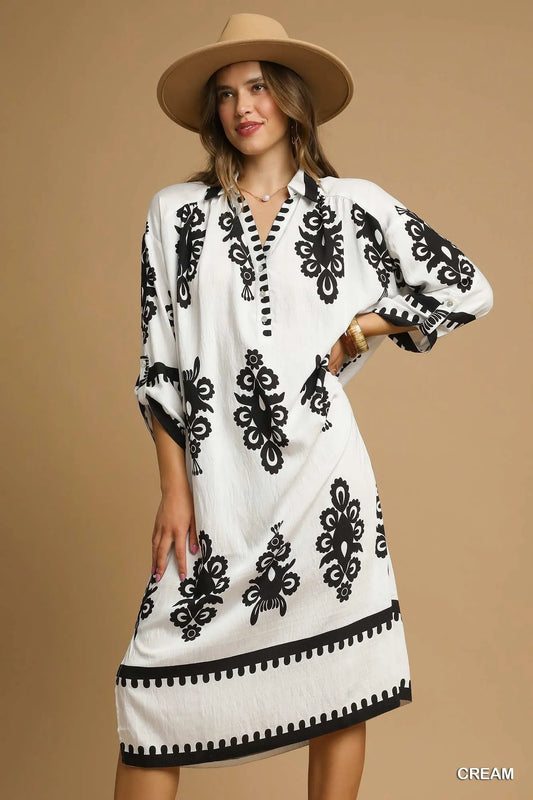 Image of Umgee Abstract Print Midi Dress | Queeble.shop