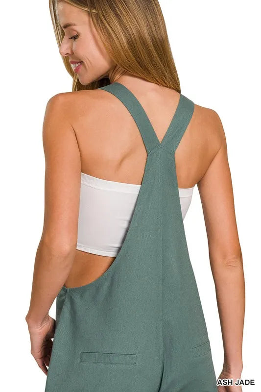 Image of Zenana Woven Knot Strap Overalls | Queeble.shop