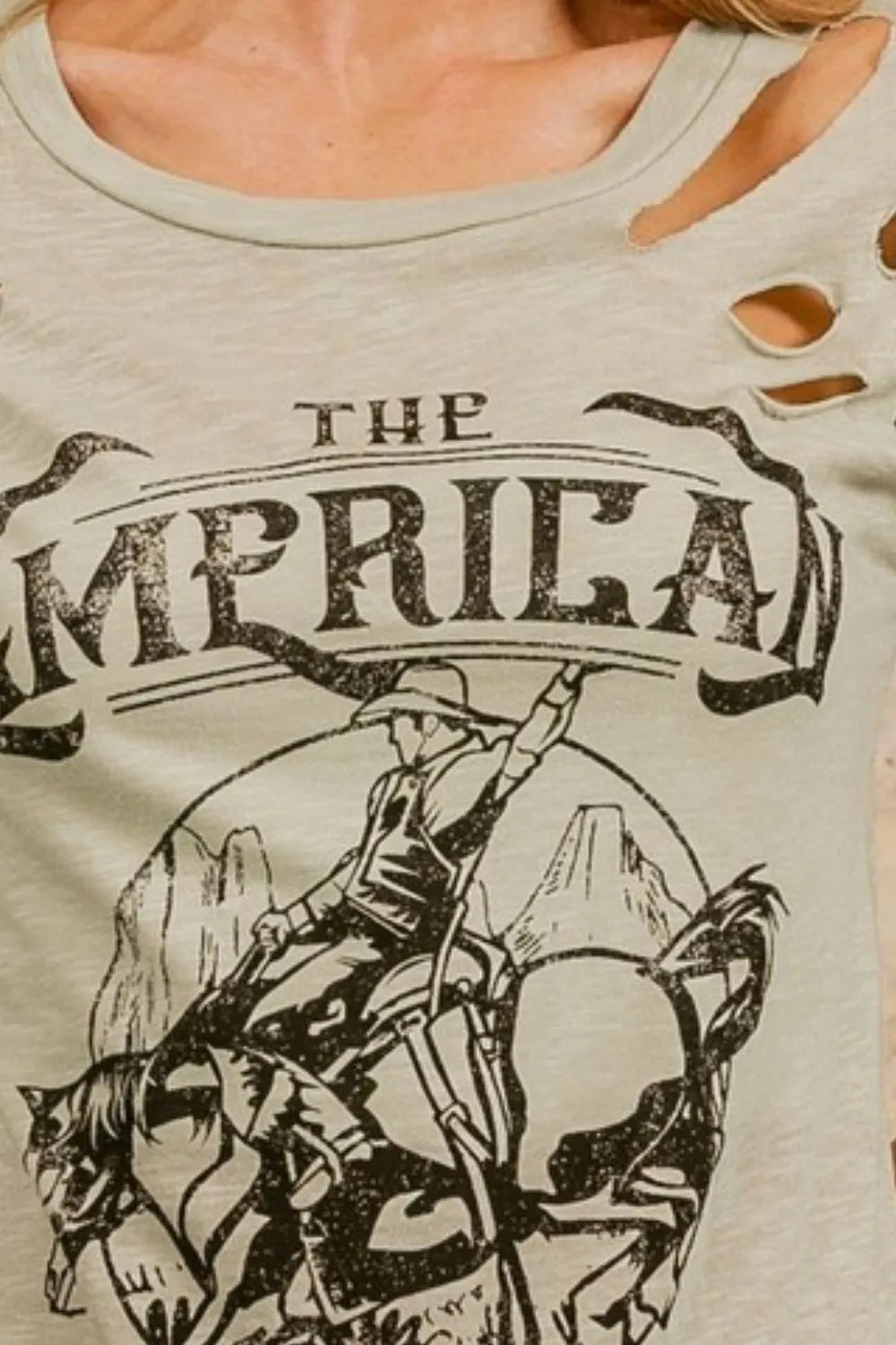 Image of BiBi Cotton Slub Laser Top American Cow Boy Graphic | Queeble.shop