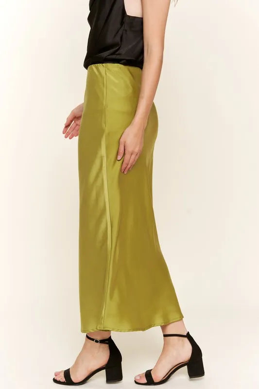 Image of And The Why Satin Midi Skirt | Queeble.shop