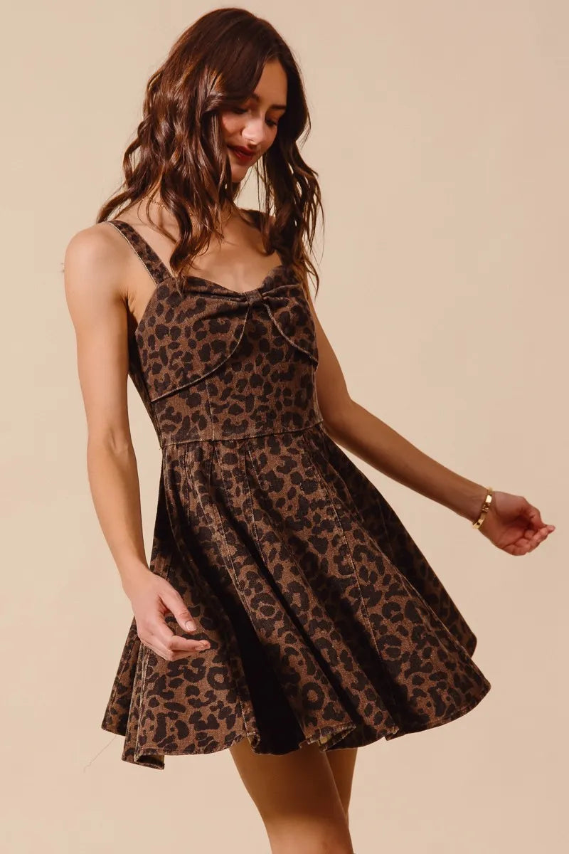 Image of SO ME Mineral Washed Leopard Flare Cami Dress | Queeble.shop