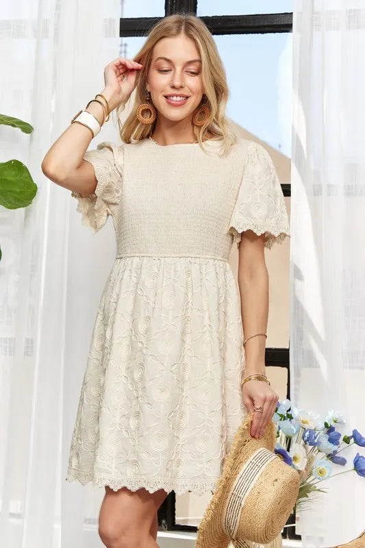 Image of ADORA Rround Neck Crinkle Babydoll Dress | Queeble.shop