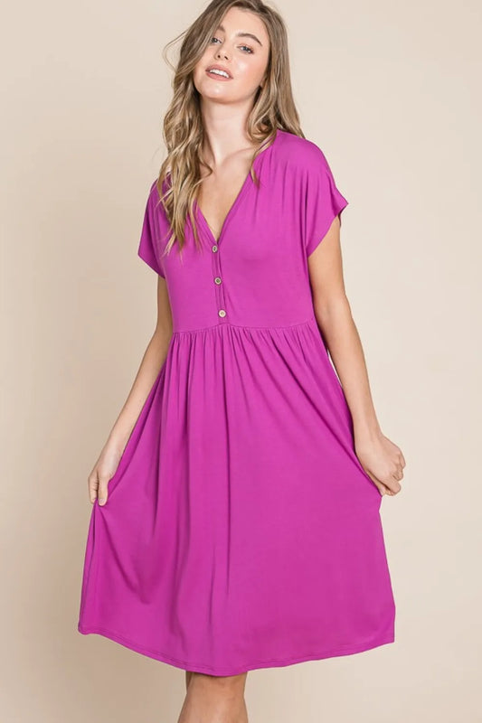 Image of BOMBOM V-Neck Short Sleeve Dress | Queeble.shop