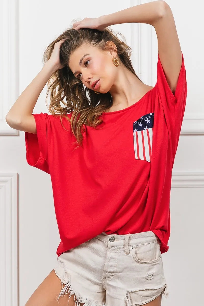 Image of BiBi French Terry With Front Pocket Dolman Sleeves Top | Queeble.shop