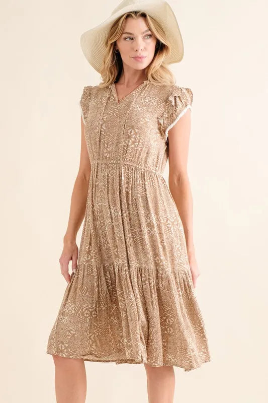 Image of And The Why Boho Printed Tiered Maxi Dress | Queeble.shop