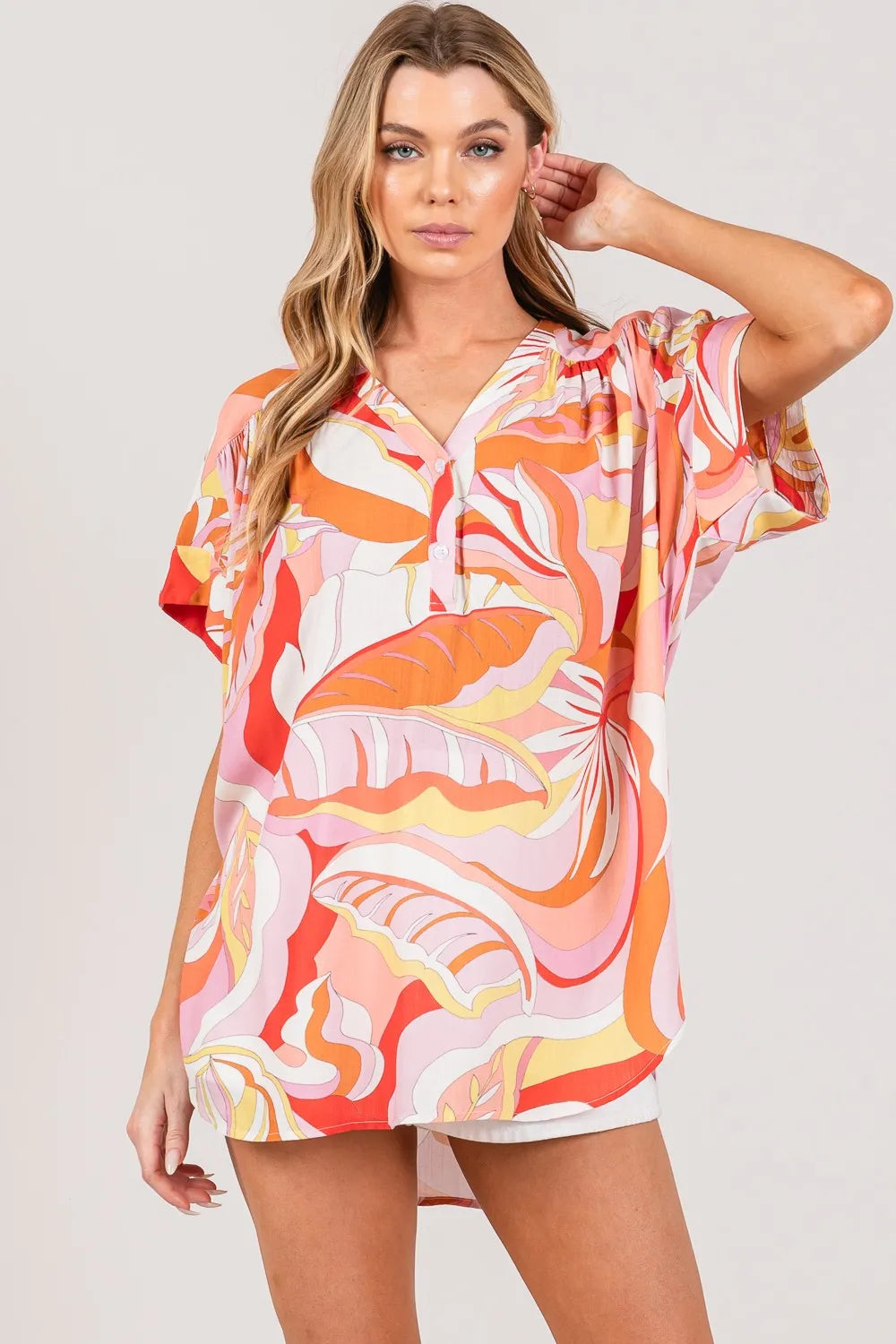 Image of SAGE + FIG Abstract Print Half Button Blouse | Queeble.shop