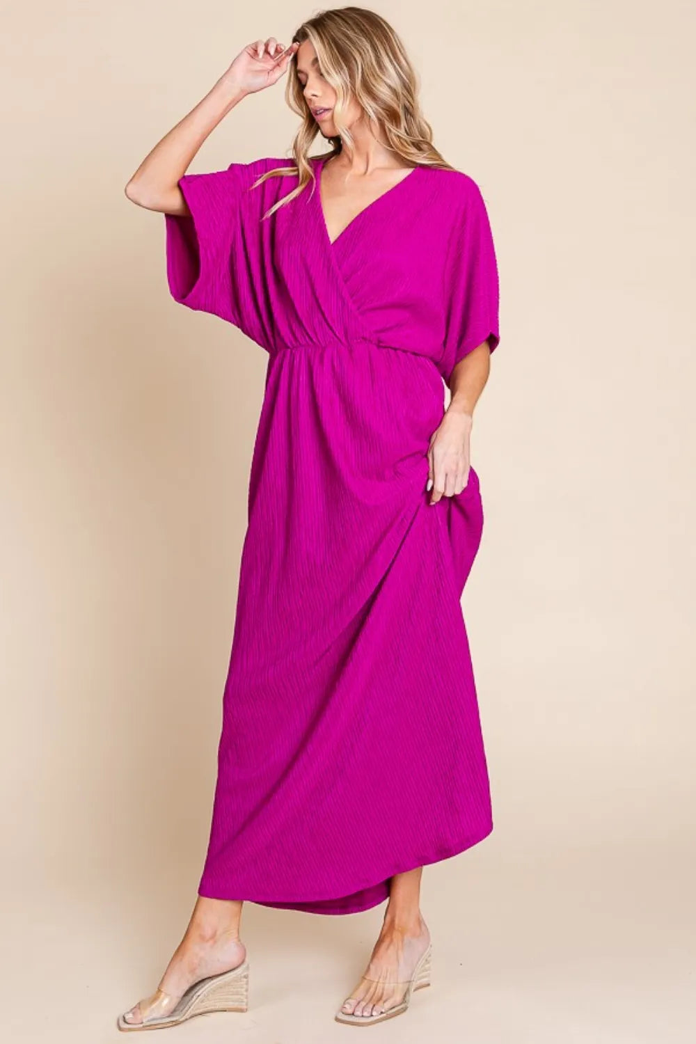Image of BOMBOM Surplice Maxi Dress with Pockets | Queeble.shop