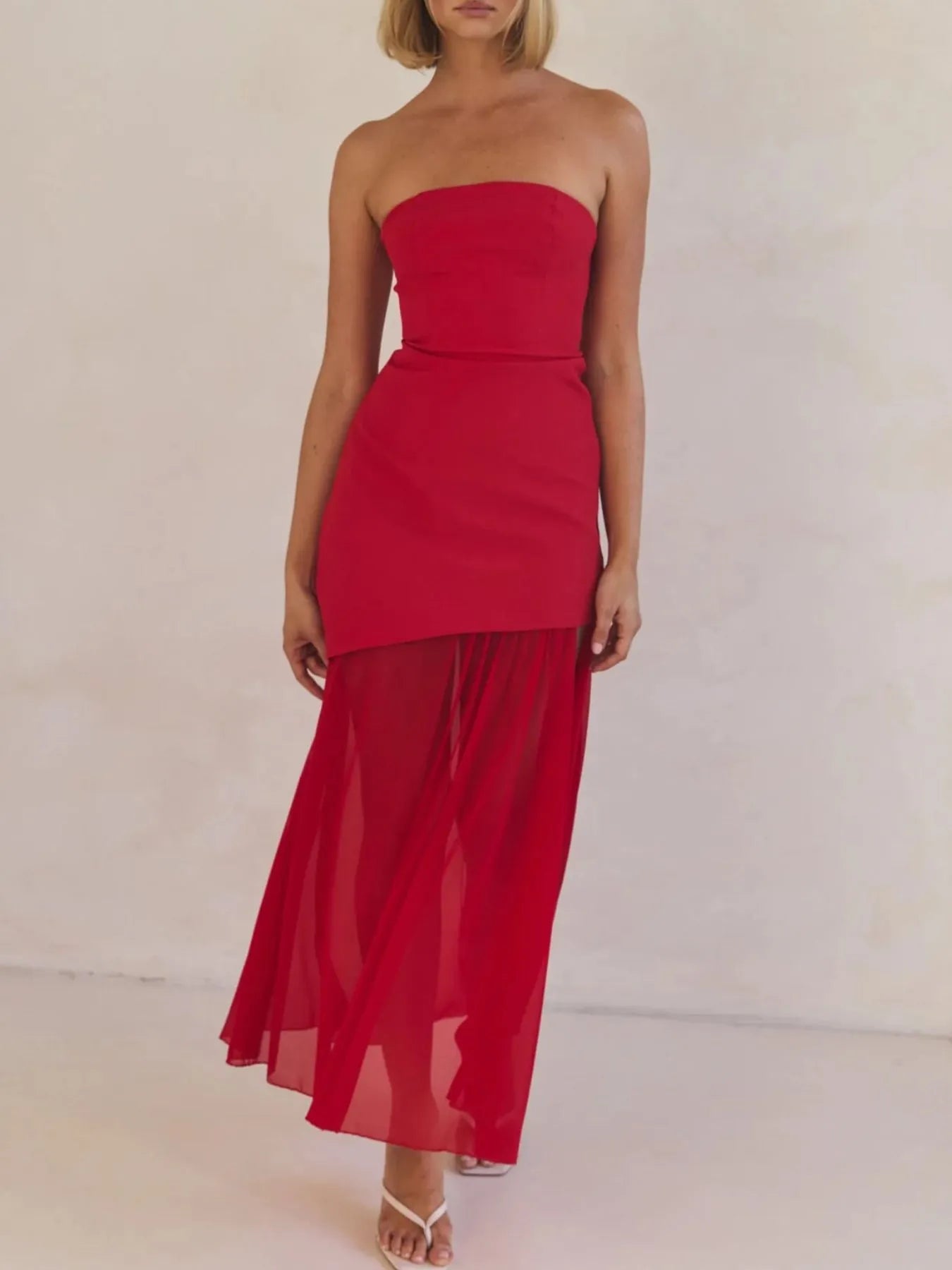 Image of Layered Slit Tube Maxi Dress | Queeble.shop