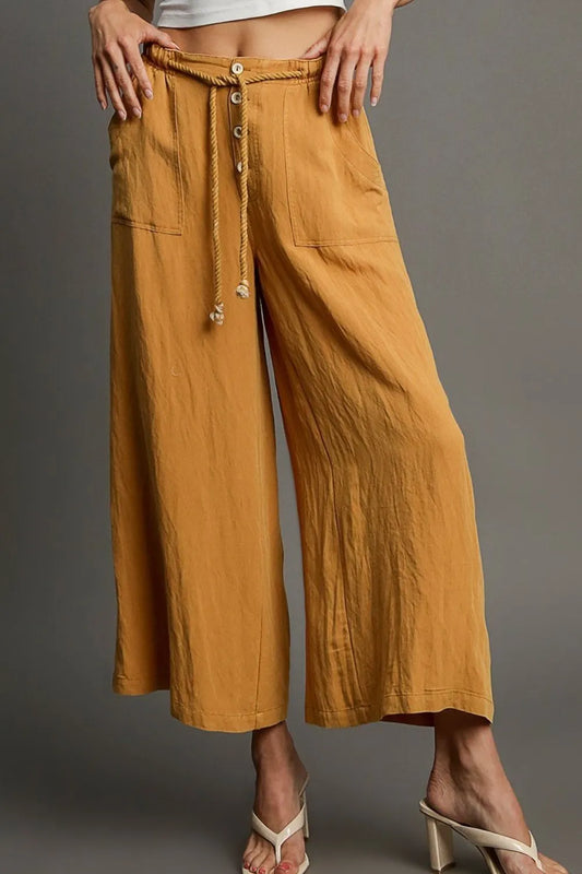 Image of Umgee Full Size Rope Drawstring Wide Leg Pants Plus Size | Queeble.shop