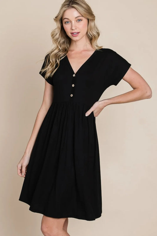 Image of BOMBOM V-Neck Short Sleeve Dress | Queeble.shop