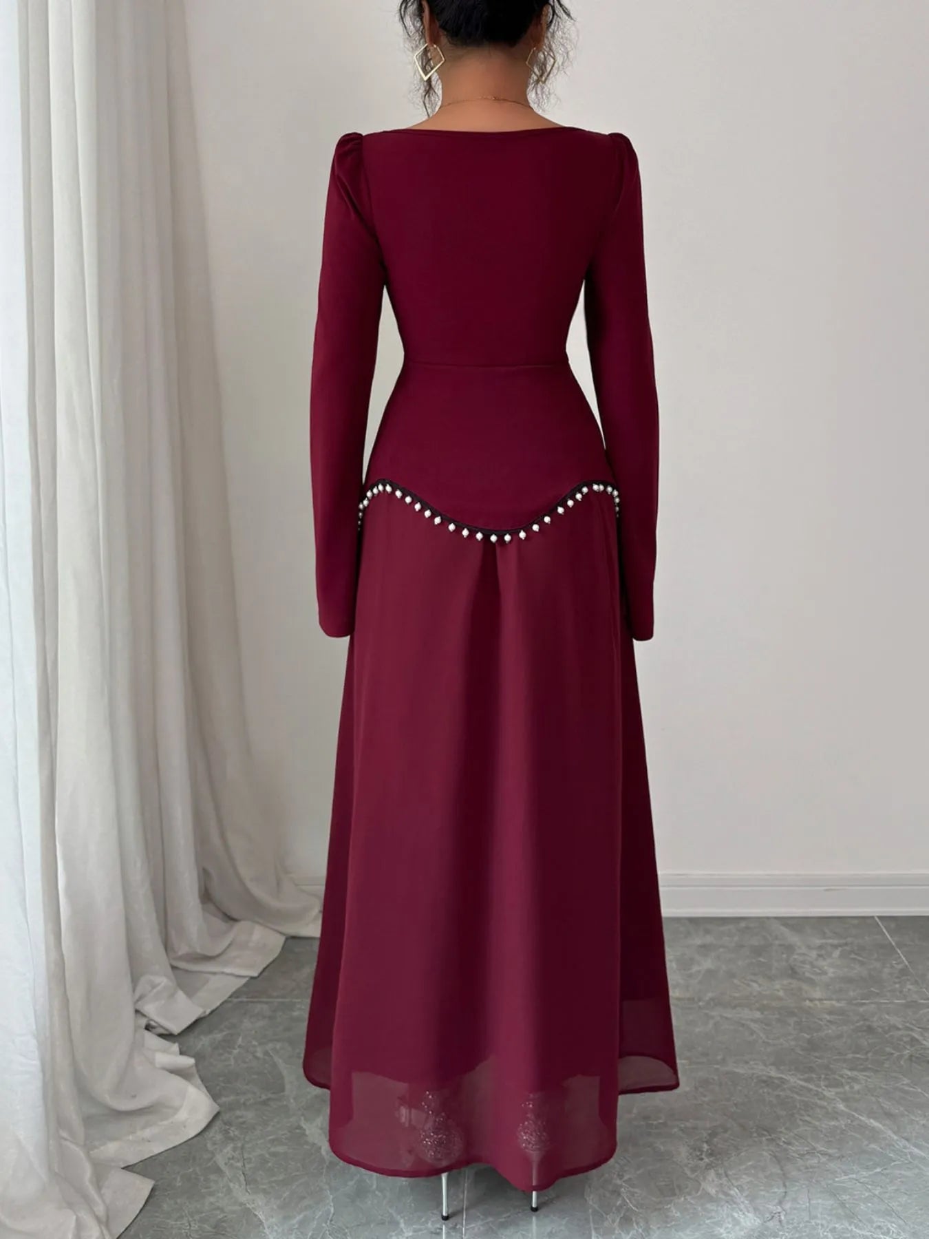 Image of Square Neck Long Sleeve Maxi Dress | Queeble.shop