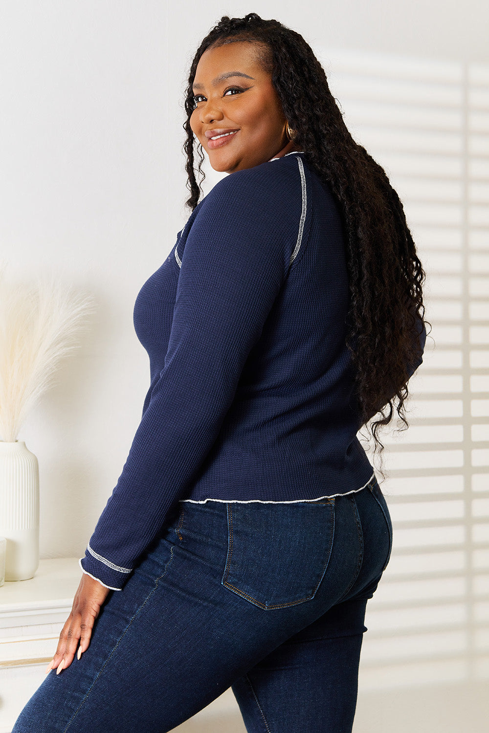 Image of Basic Bae Long Raglan Sleeve Round Neck Top | Queeble.shop