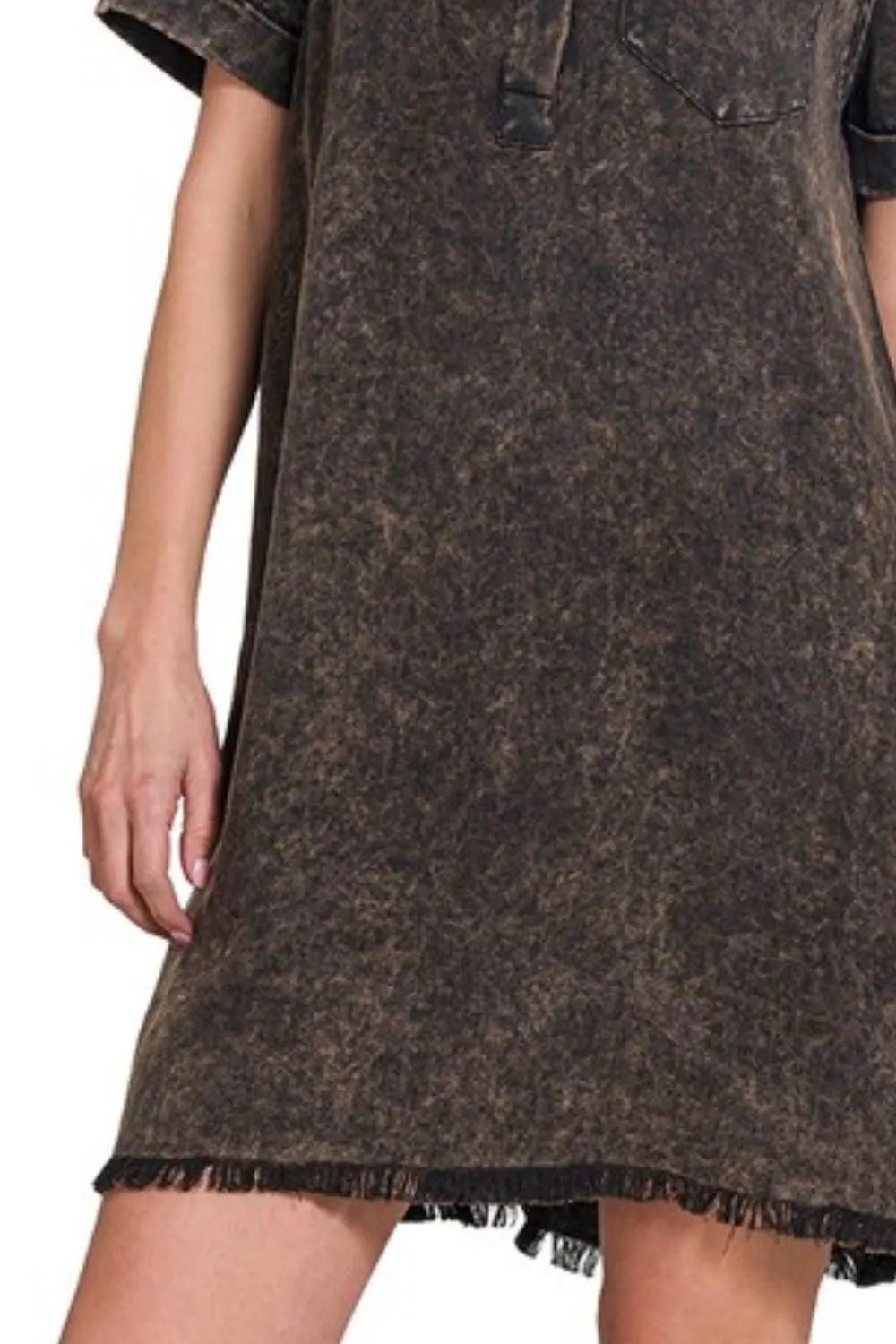 Image of Zenana Tencel Mineral Washed Collared Shirts Dress | Queeble.shop