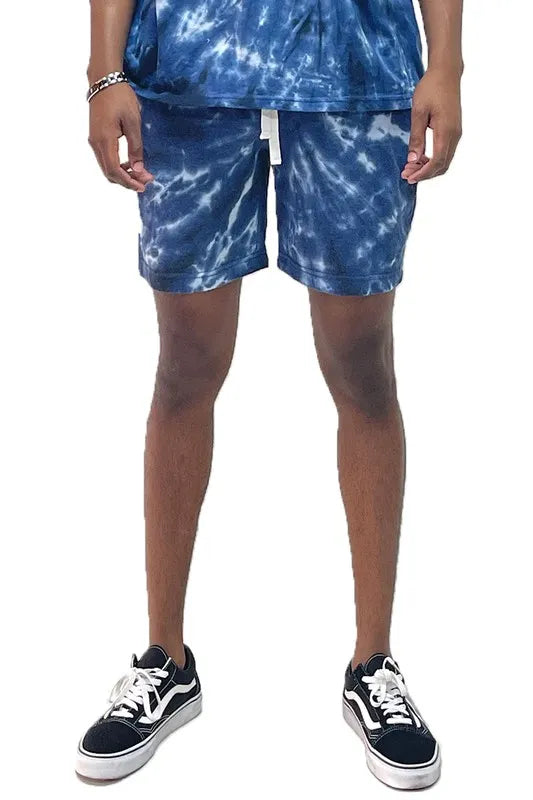 Image of WEIV Men's Full Size Cyclone Pinwheel Tie-dyed Sweat Shorts Plus Size | Queeble.shop