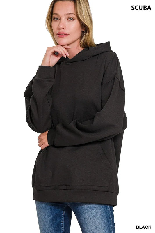 Image of Zenana Oversized Scuba Hoodie with Kangaroo Pocket | Queeble.shop
