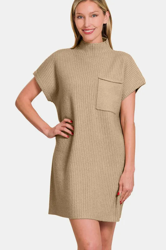 Image of Zenana Short Sleeve Sweater Mini Dress | Queeble.shop
