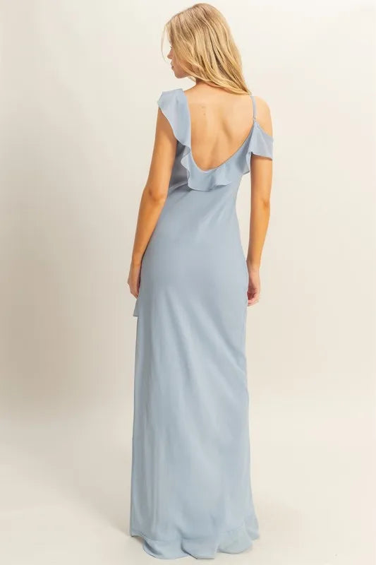 Image of HYFVE Chiffon Ruffle Trim Midi Dress | Queeble.shop