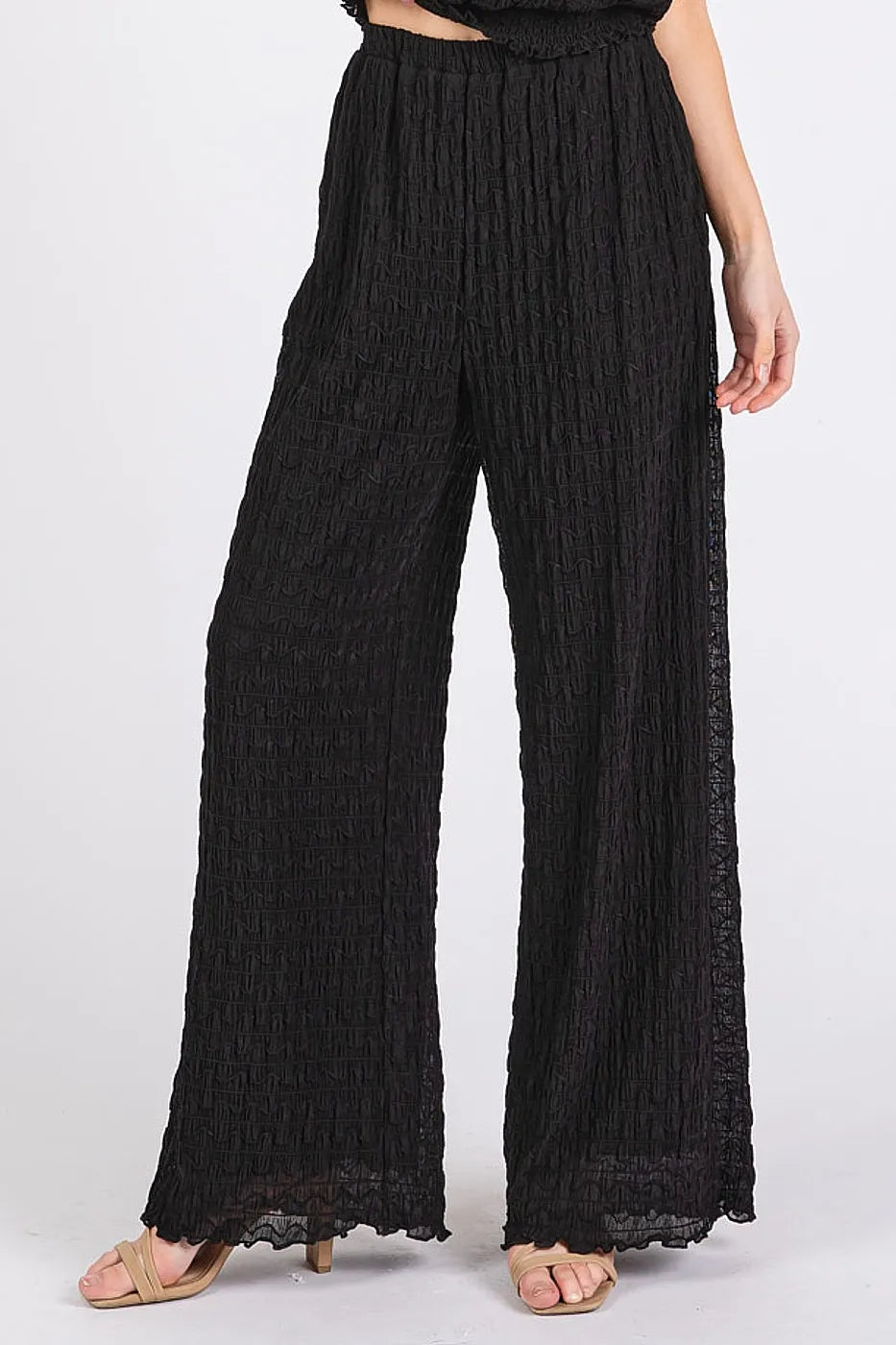 Image of Mittoshop Textured Stretchy Crop Tank and Pants Set | Queeble.shop
