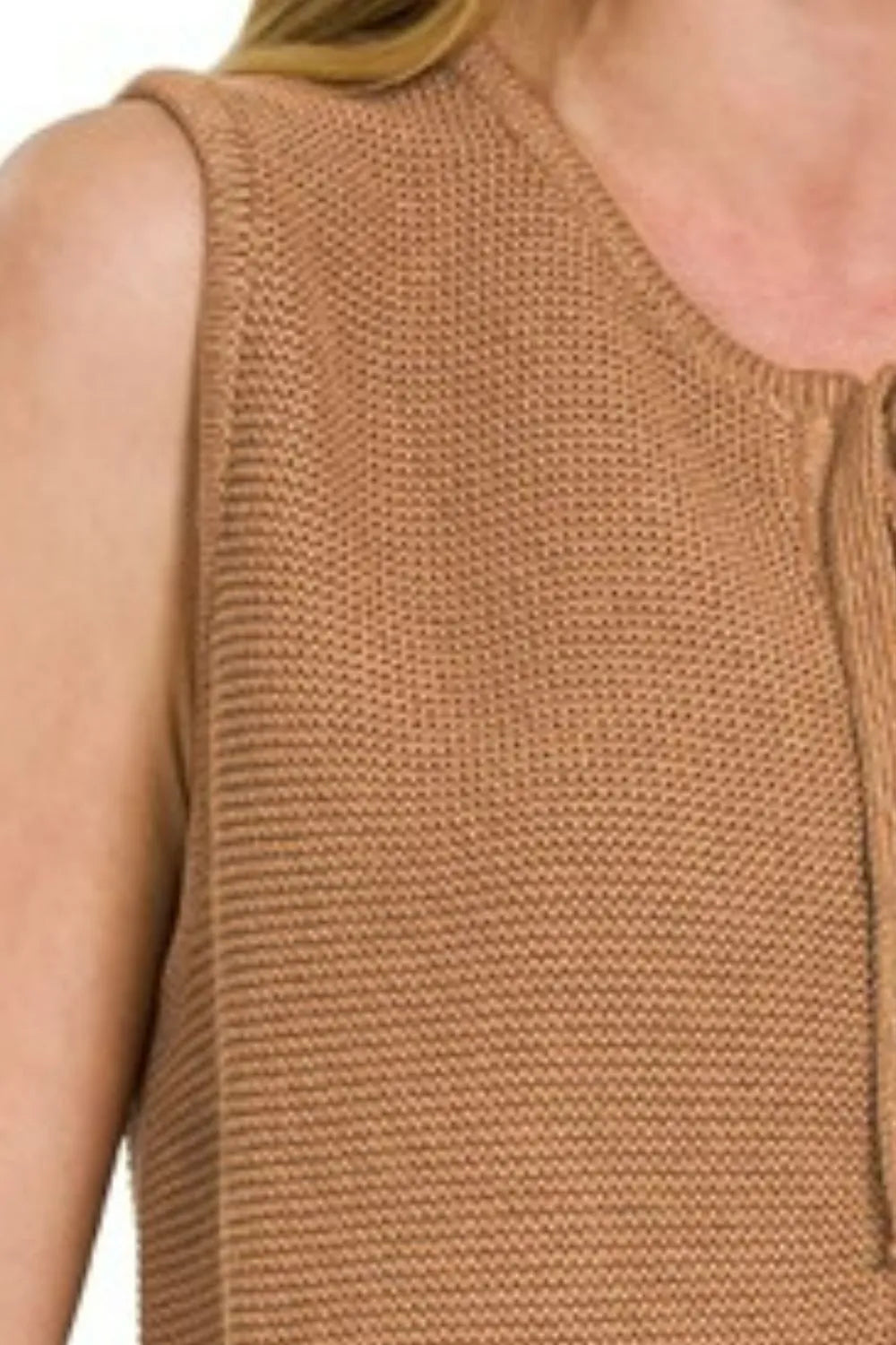 Image of Zenana Tie Front Sweater Vest | Queeble.shop