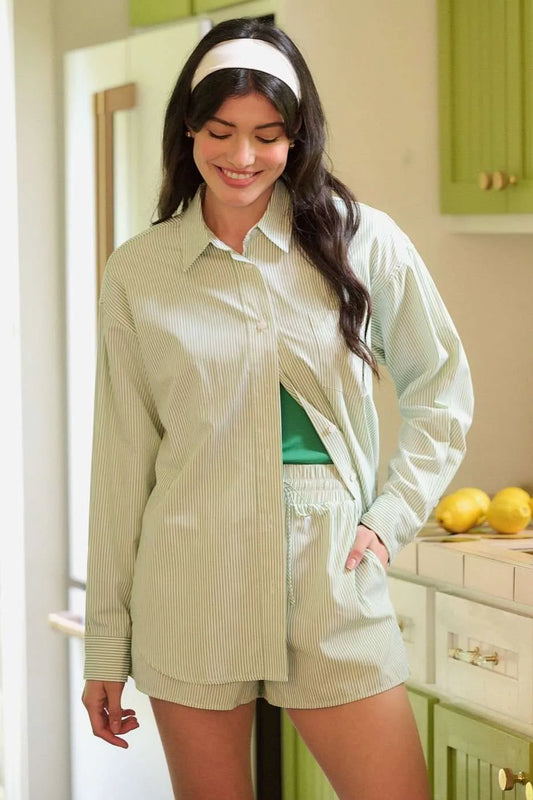 Image of Mittoshop Striped Shirt and Shorts Set | Queeble.shop