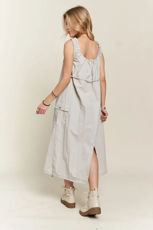 Image of ADORA Drawstring Slit Back Cargo Dress | Queeble.shop