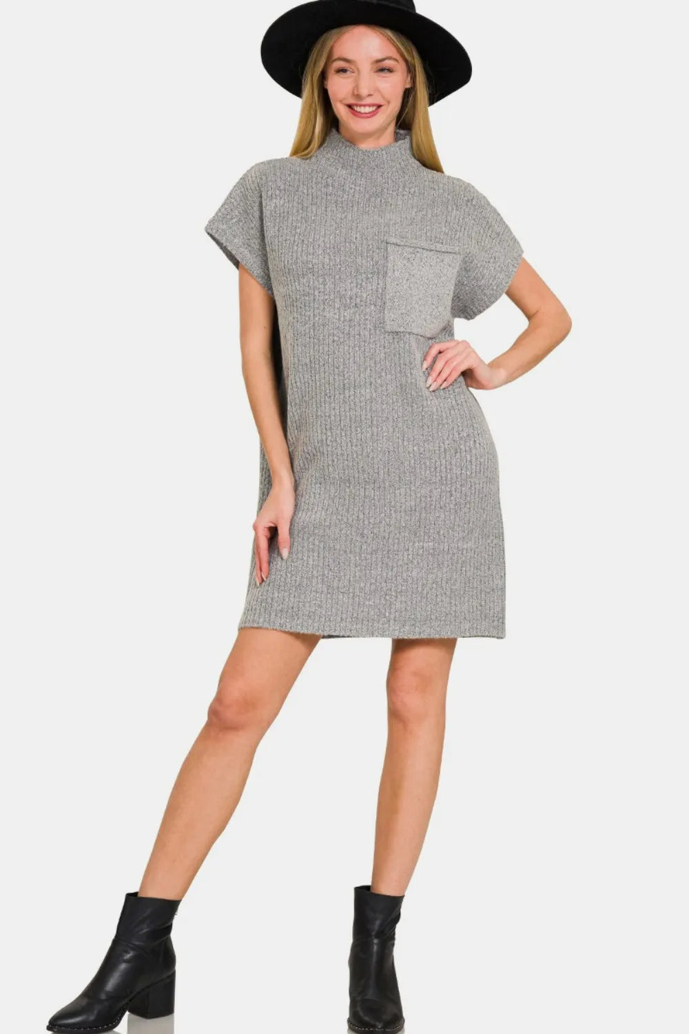Image of Zenana Short Sleeve Sweater Mini Dress | Queeble.shop