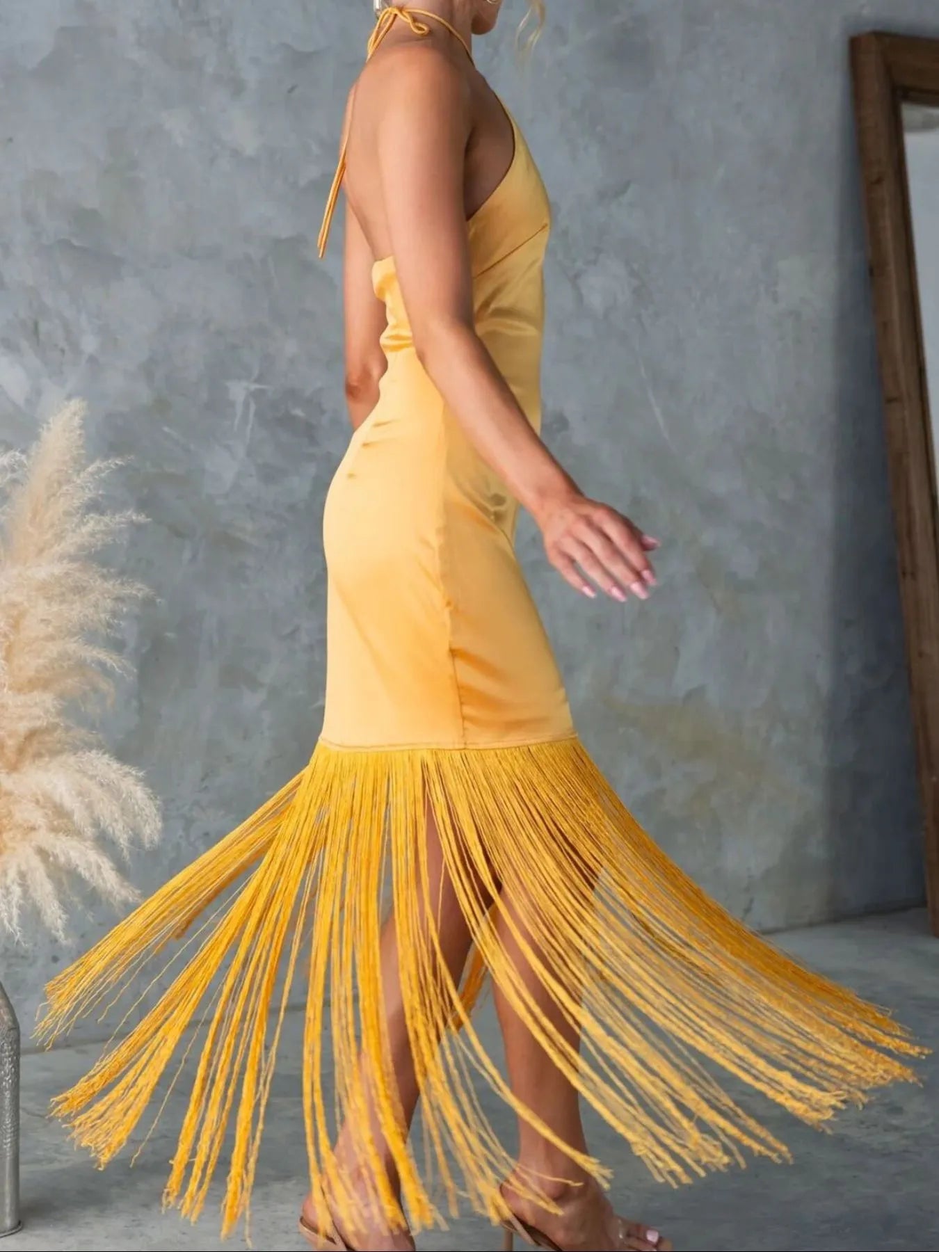 Image of Fringe Halter Neck Dress | Queeble.shop