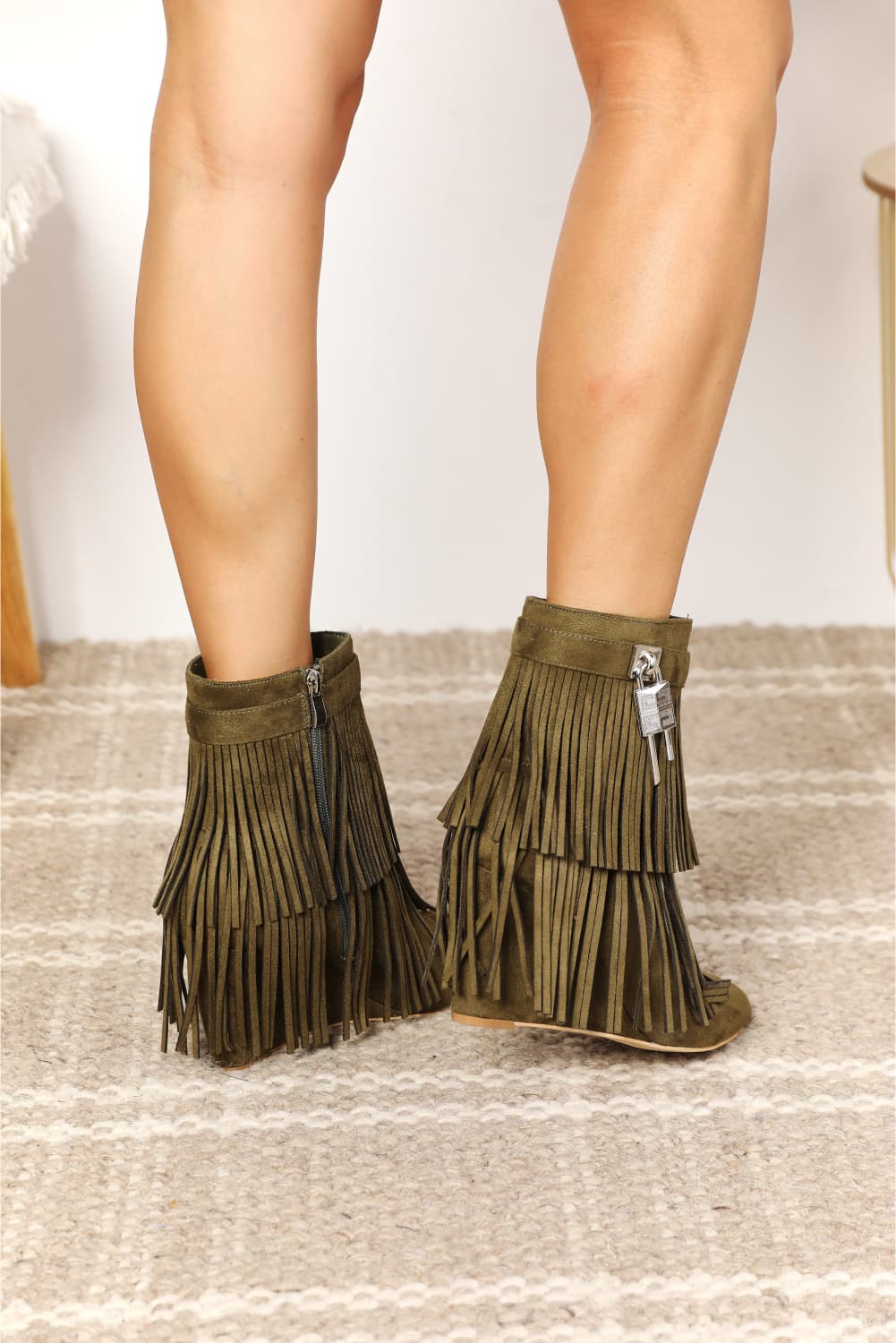 Image of Legend Women's Tassel Wedge Heel Ankle Booties | Queeble.shop
