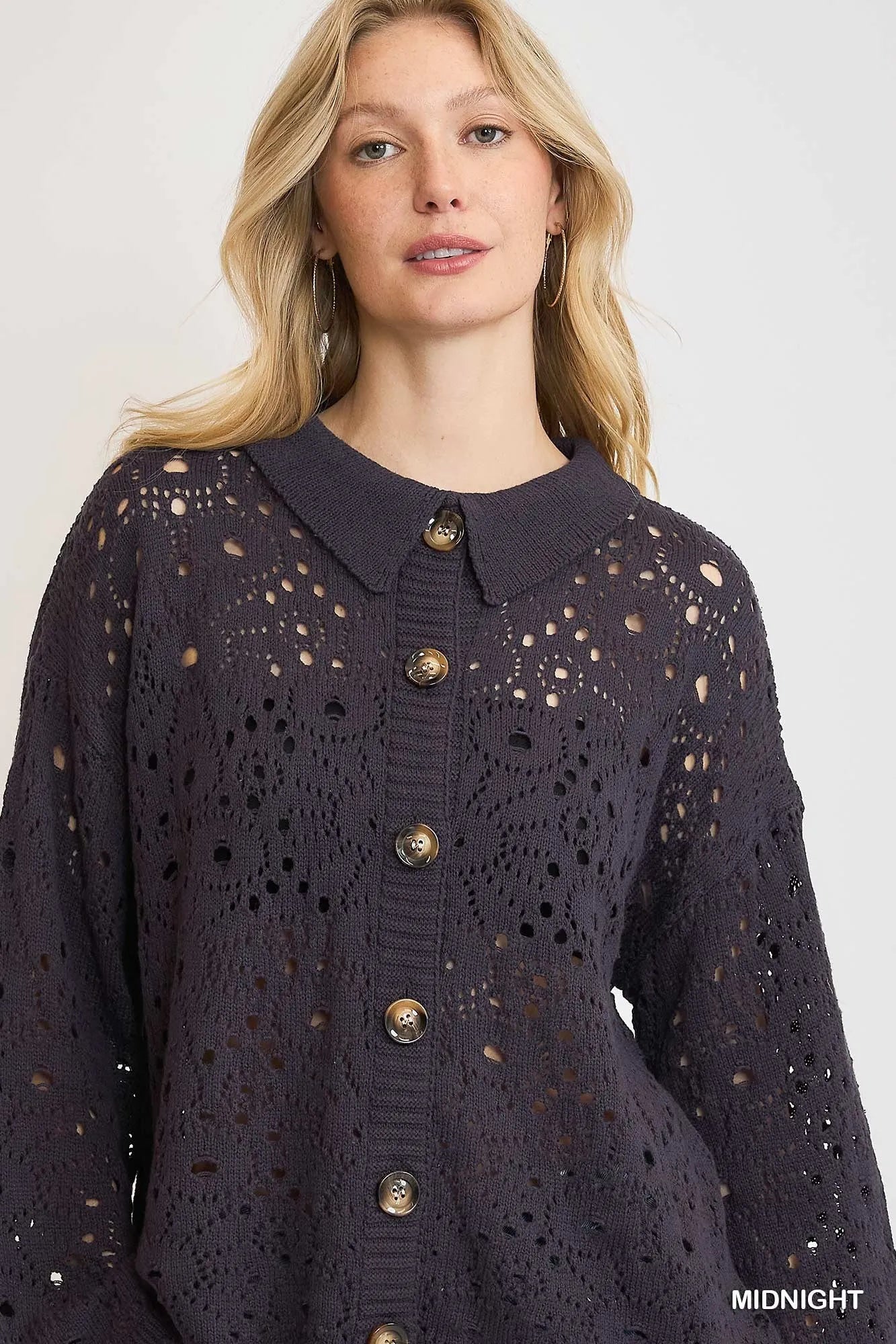 Image of Umgee Hollow Out Button Down Cardigan | Queeble.shop