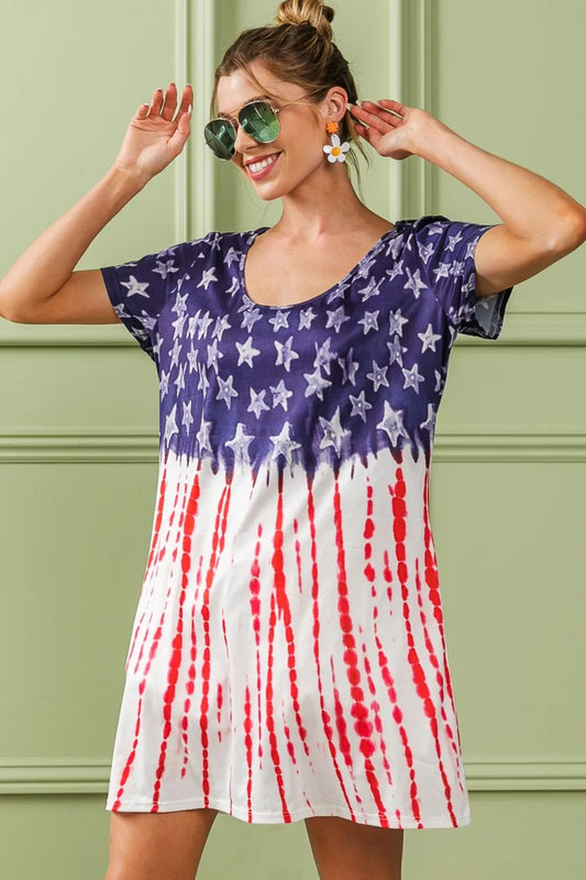 Image of BiBi American Flag Theme Tee Dress | Queeble.shop