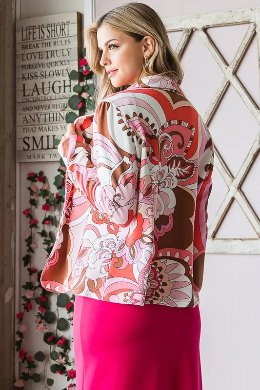 Image of Heimish Full Size Shawl Floral Open Blazers Plus Size | Queeble.shop