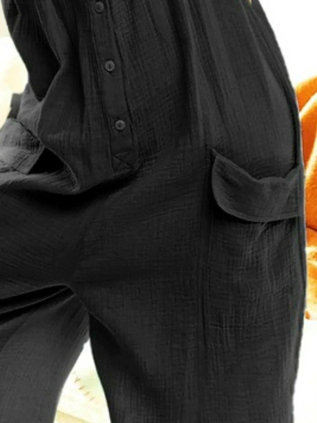 Image of BiBi Gauze Buttoned Up Overall Jumpsuit with Pockets | Queeble.shop