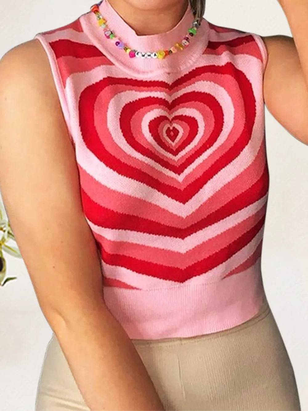 Image of Heart Mock Neck Sweater Vest | Queeble.shop