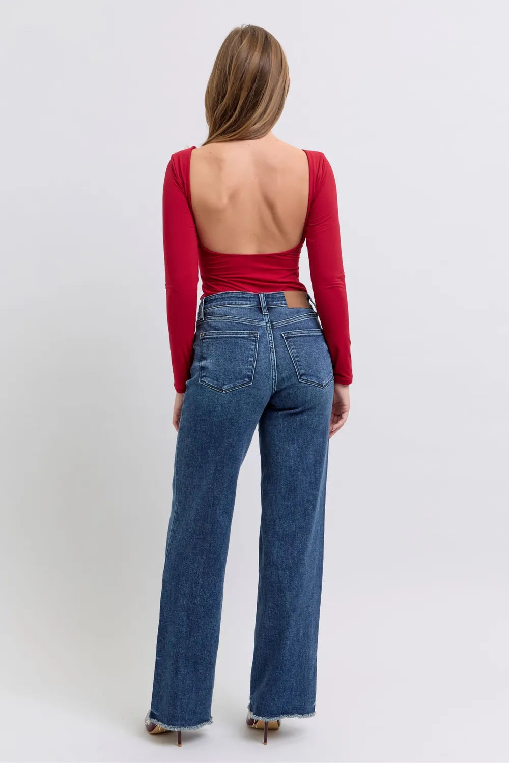 Image of Judy Blue Full Size Raw Hem Mid Rise Jeans | Queeble.shop