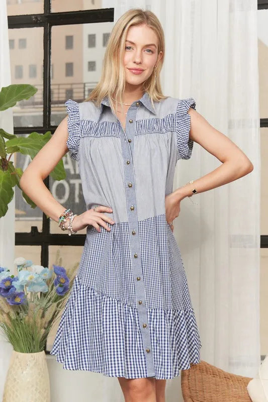 Image of ADORA Button Down Textured Babydoll Dress | Queeble.shop