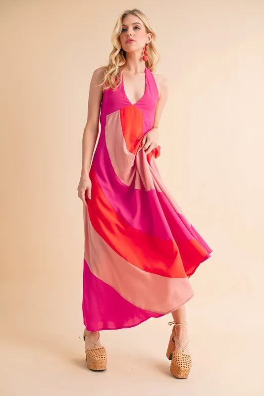 Image of Aemi+Co Color Block Sleeveless Maxi Dress | Queeble.shop