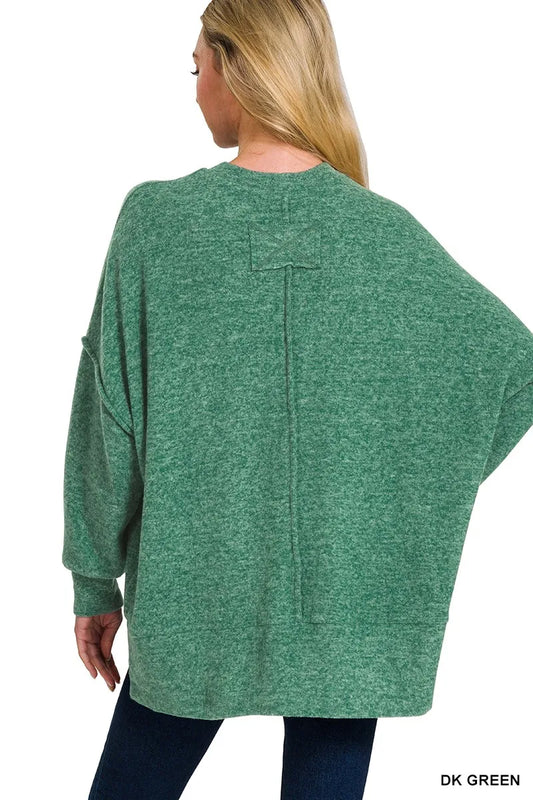 Image of Zenana Brushed Melange Hacci Oversized Sweater | Queeble.shop