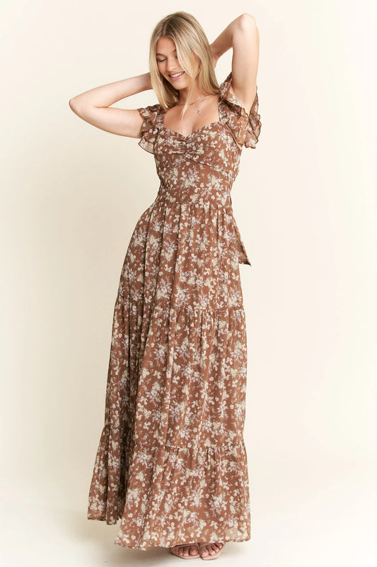 Image of Jade By Jane Ruffle Sleeve Tiered Maxi Dress | Queeble.shop
