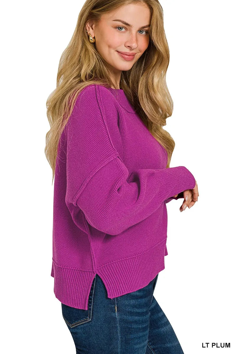 Image of Zenana Wide Neck Band Drop Shoulder Sweater | Queeble.shop