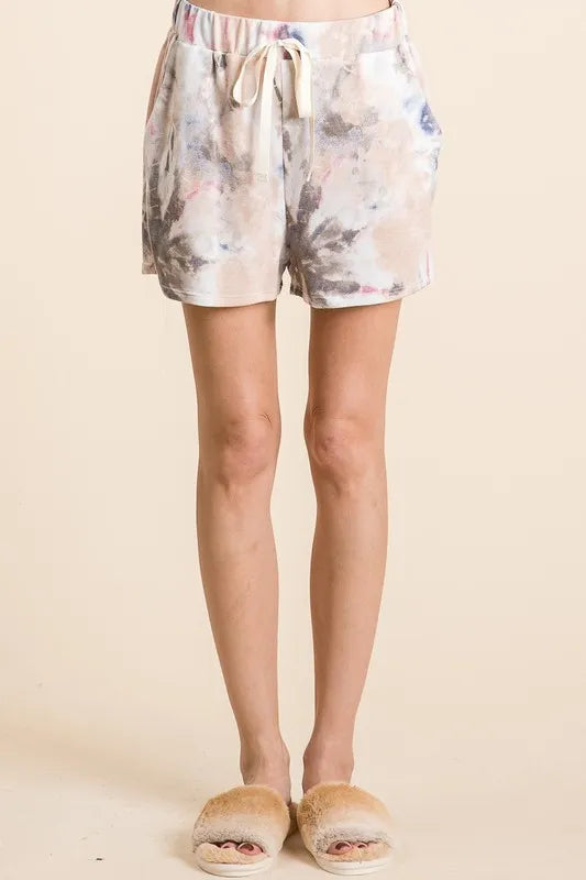 Image of BiBi Tie Dye Terry Shorts with Drawstring | Queeble.shop
