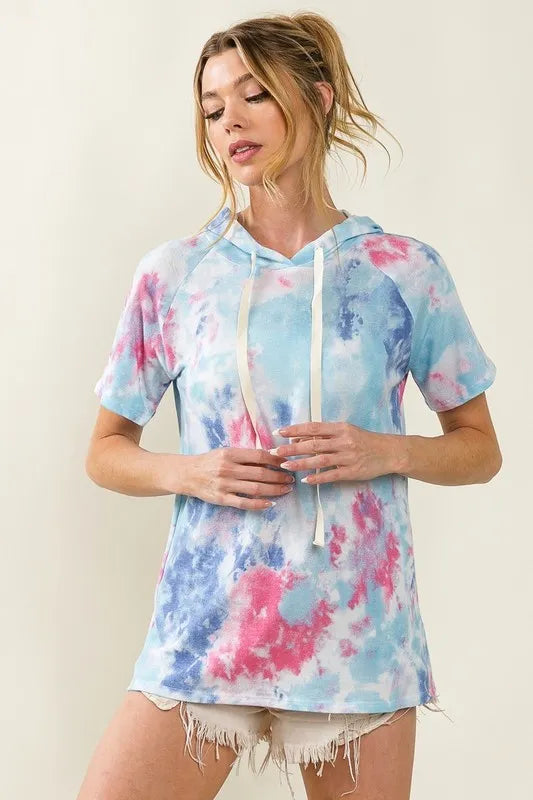 Image of BiBi Tie Dye Terry Hoodie with Drawstring | Queeble.shop