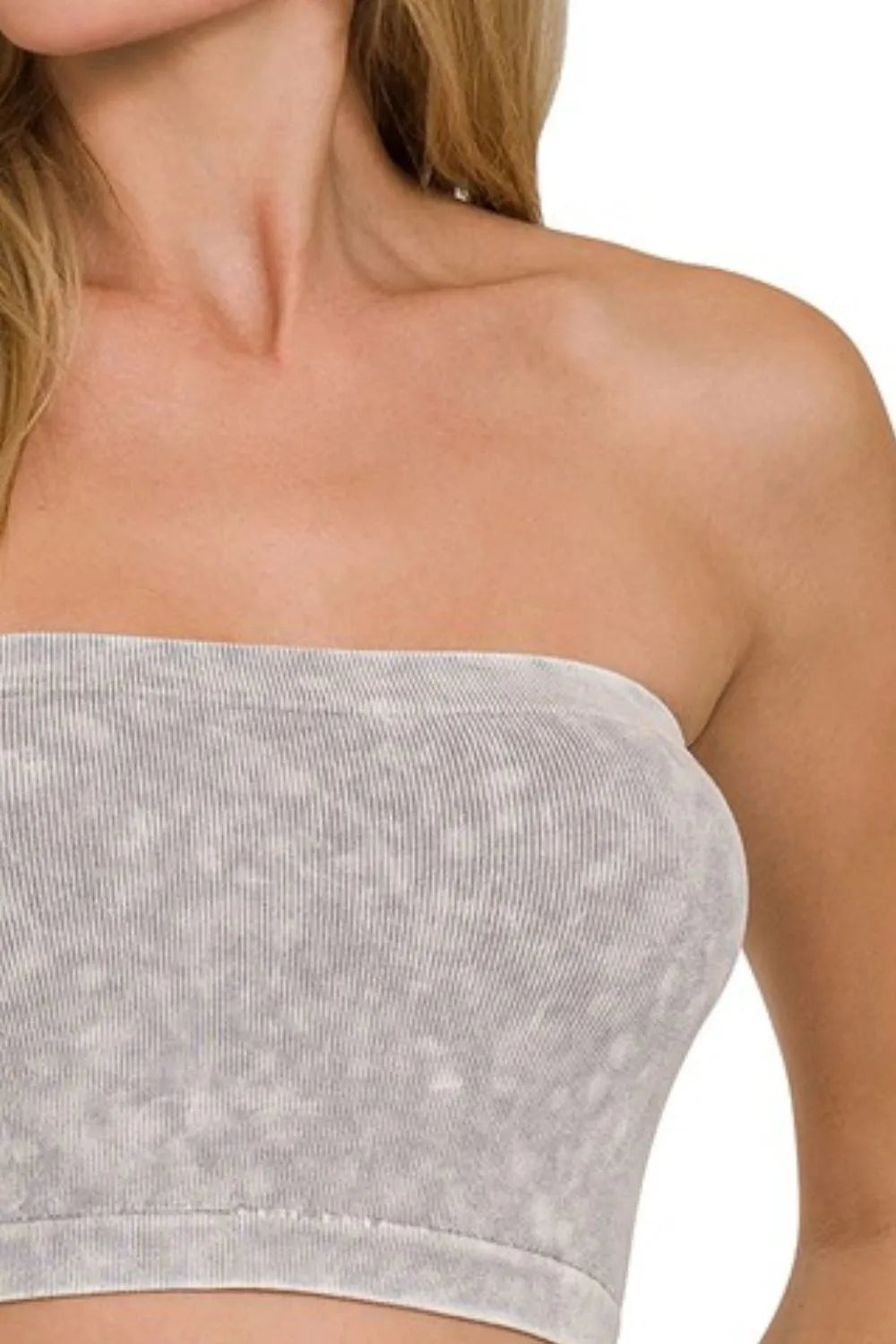 Image of Zenana Washed Ribbed Seamless Tube Top | Queeble.shop