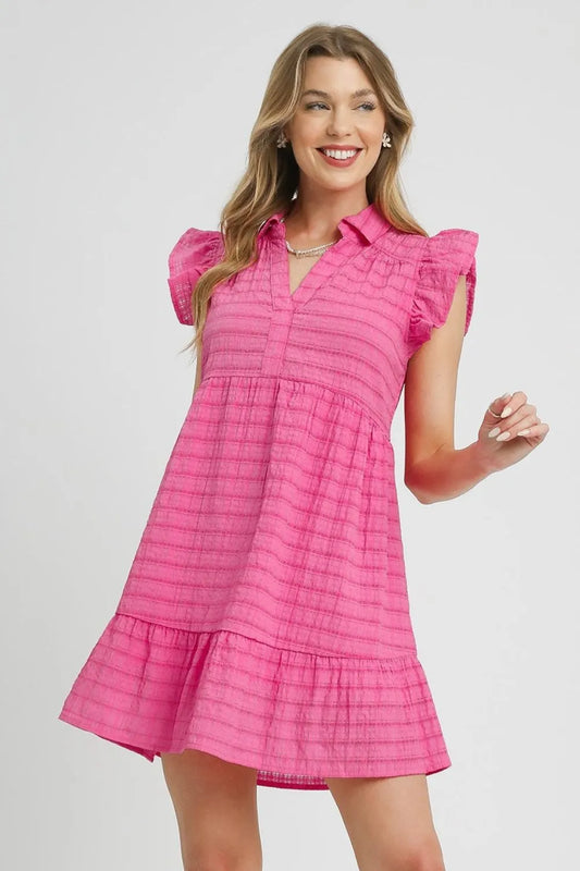 Image of Umgee Ruffle Cap Sleeve Textured Mini Dress | Queeble.shop
