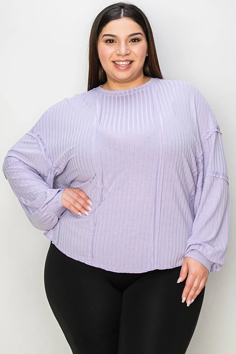 Image of Basic Bae Full Size Ribbed Round Neck Long Sleeve T-Shirt | Queeble.shop