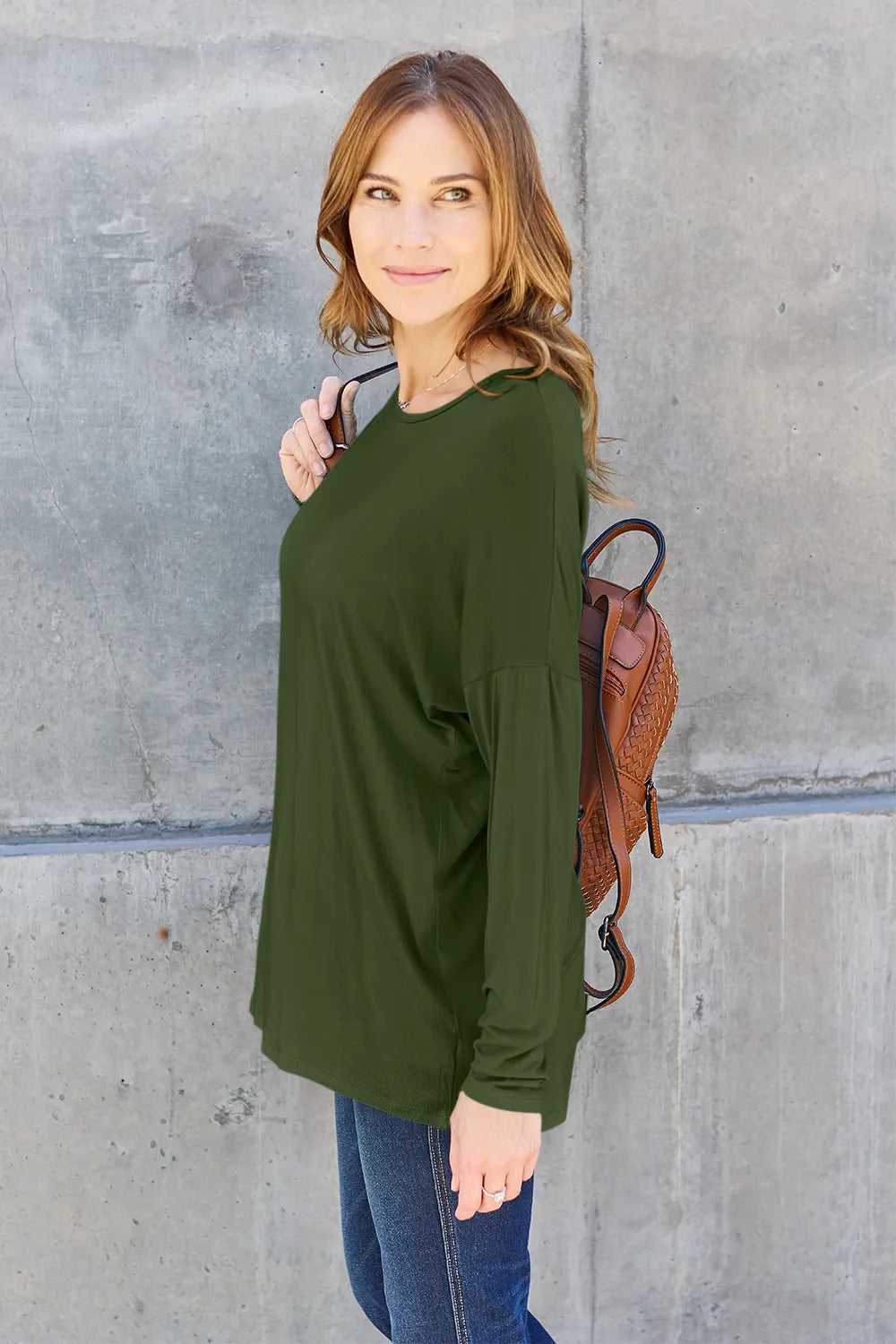 Image of Basic Bae Full Size Round Neck Dropped Shoulder T-Shirt | Queeble.shop