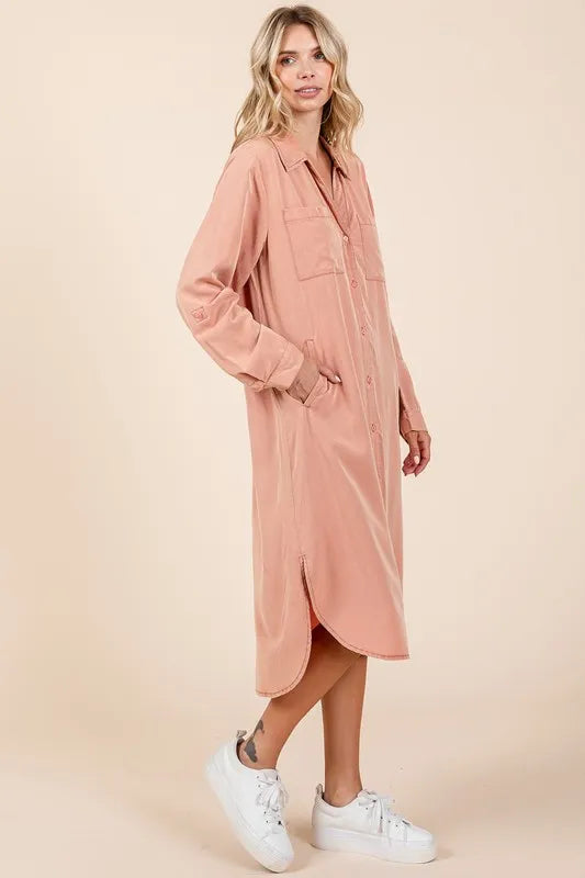 Image of Mittoshop Button Down Long Sleeve Shirt Dress | Queeble.shop