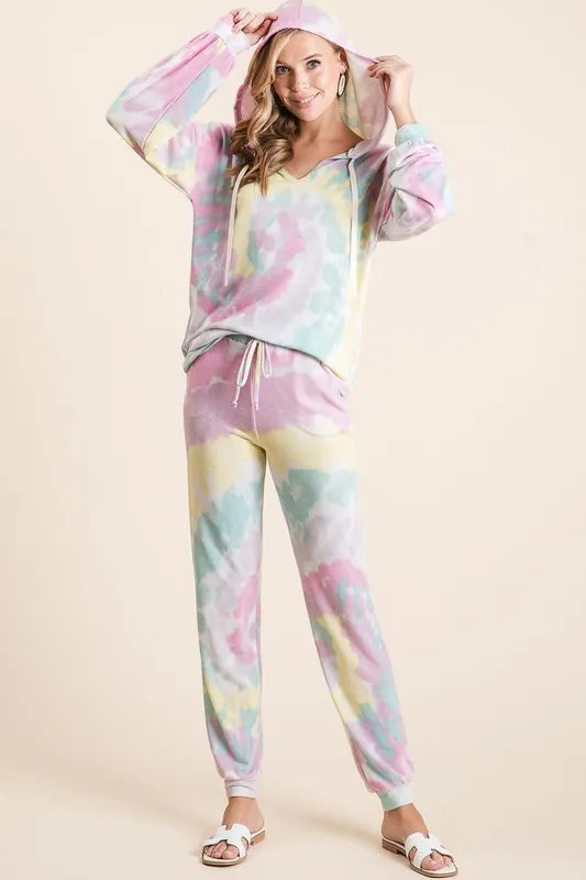 Image of BiBi Tie Dye French Terry Casual Pants | Queeble.shop