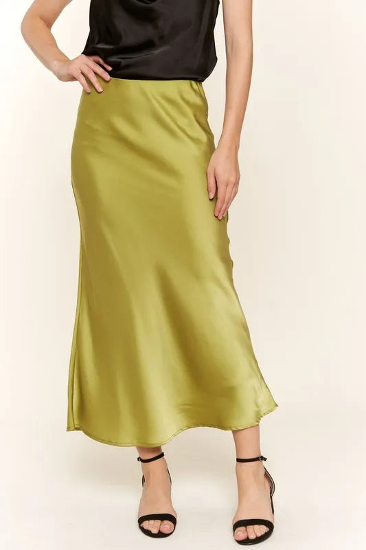 Image of And The Why Satin Midi Skirt | Queeble.shop