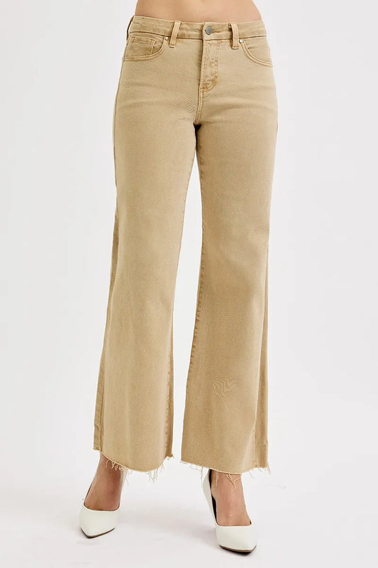Image of RISEN Full Size Raw Hem Wide Leg Jeans Plus Size | Queeble.shop